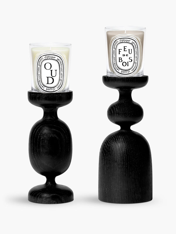 Black Pillar candle holder - For classic candles